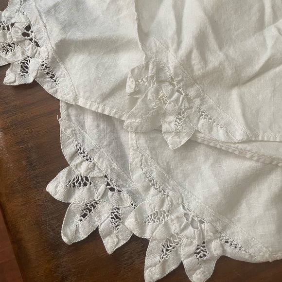Antique White Lace Cotton Linen Handkerchiefs Vintage Reusable accessory charm - Picture 4 of 4